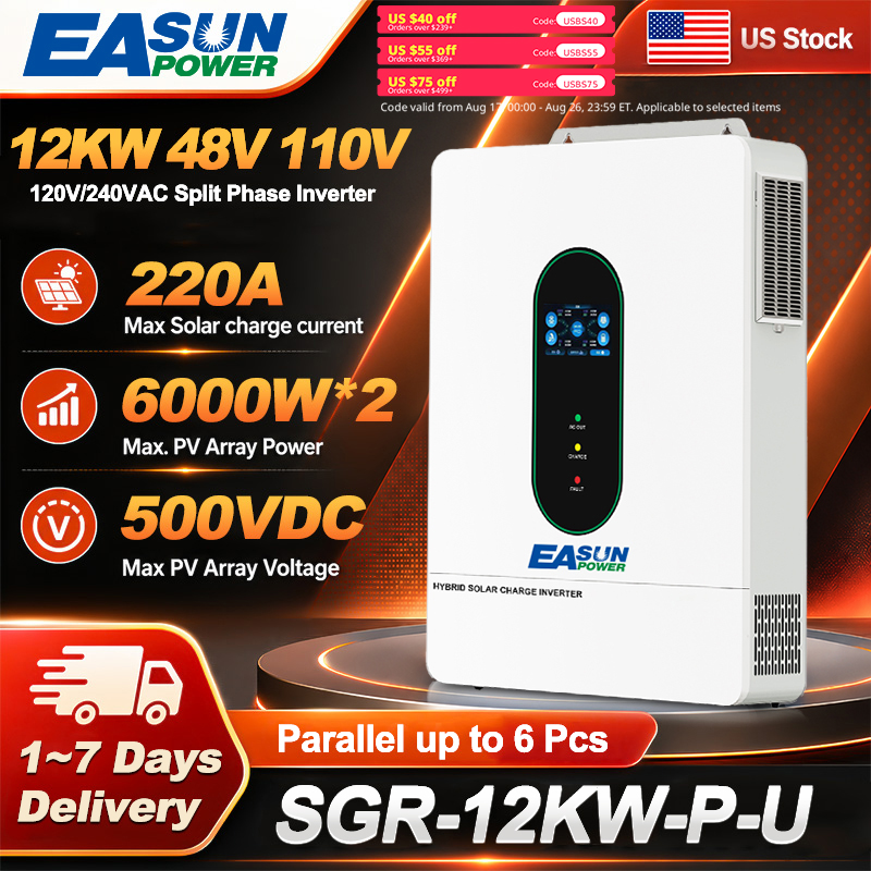 Grid Tie Inverter Limiter 2000W - อินเวอร์เตอร์พลังงานแสงอาทิตย์ EASUN POWER 12KW แบบแยกเฟสเชื่อมต่อกริด 240V