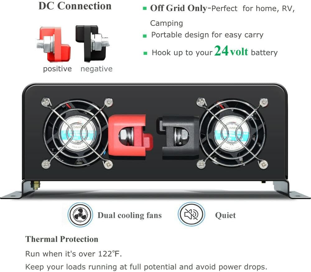 Inverter Pure Sine Wave 60Hz 120V 3000W - เครื่องแปลงไฟพลังงานแสงอาทิตย์แบบ Pure Sine Wave 3000W แปลงแบตเตอรี่อินพุต