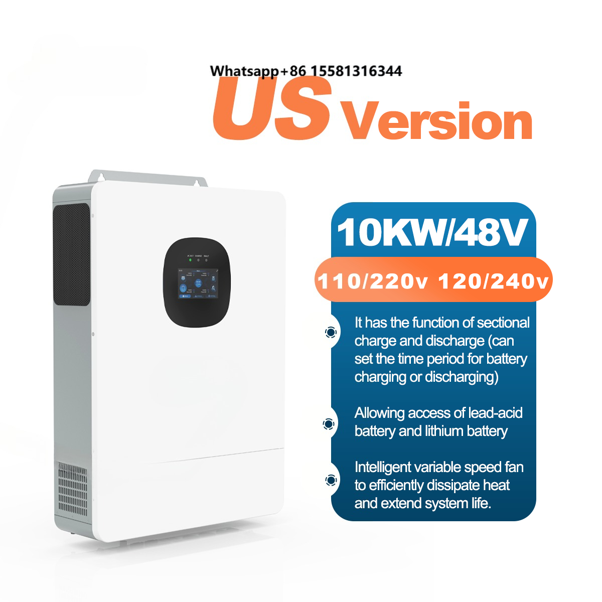 อินเวอร์เตอร์ไฮบริด UNC 10KW 1 - Split Phase Inverter 10Kw 110V 220V บทวิจารณ์และราคา