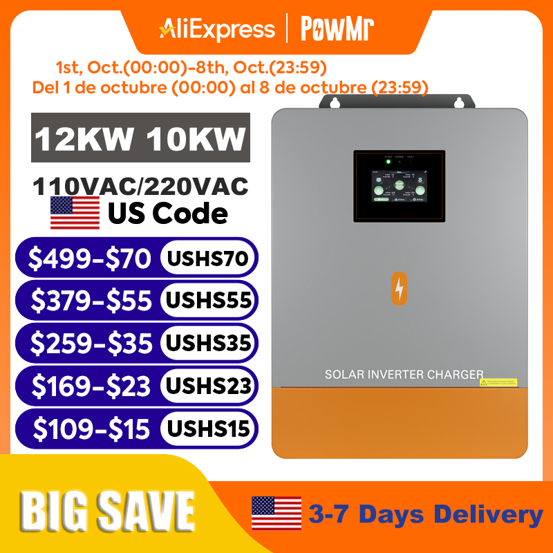 PowMr อินเวอร์เตอร์แบบแยกเฟส 1 - Split Phase Inverter 10Kw 110V 220V บทวิจารณ์และราคา
